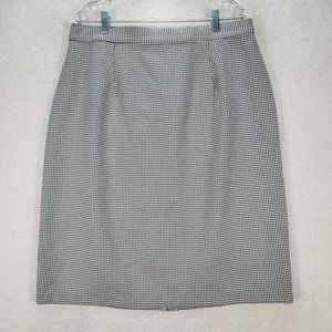 Vintage 90s Black Gingham Stretch Classic Academia Career Knee Pencil Skirt